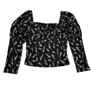 Anthropologie Sweetheart Neckline Puff Shoulder Top XL